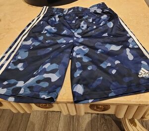Adidas Youth Blue Camo Athletic Shorts